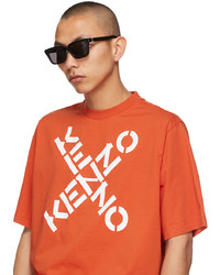 Kenzo Black Metal Logo Rectangular Sunglasses