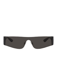 Balenciaga Black Mono Rectangle Sunglasses