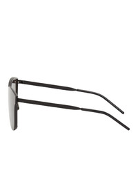 Saint Laurent Black Oversized Sl 51 Shield Sunglasses