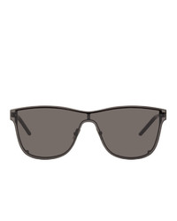 Saint Laurent Black Oversized Sl 51 Shield Sunglasses