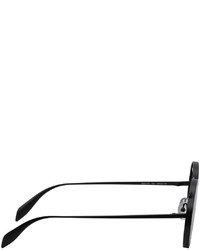 Alexander McQueen Black Piercing Round Sunglasses
