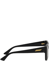 Bottega Veneta Black Rectangle Angular Sunglasses