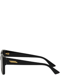 Bottega Veneta Black Rectangle Angular Sunglasses