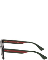 Gucci Black Rectangular Signature Stripe Sunglasses