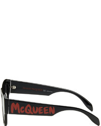 Alexander McQueen Black Red Graffiti Square Sunglasses