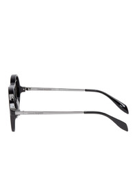 Alexander McQueen Black Round Piercing Sunglasses