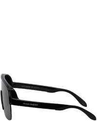 Alexander McQueen Black Semi Rimless Shield Sunglasses