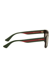 Gucci Black Striped Temples Sunglasses
