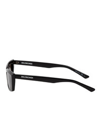 Balenciaga Black Thin Rectangular Sunglasses