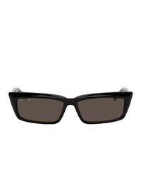 Balenciaga Black Thin Rectangular Sunglasses