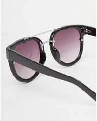 Asos Brand Aviator Sunglasses With Metal Bar And Nose Bridge