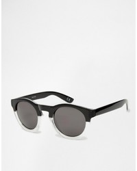 Asos Brand Chunky Round Sunglasses In Black To Clear Fade
