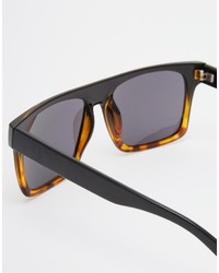 Asos Brand Flatbrow Sunglasses In Black To Tort Fade