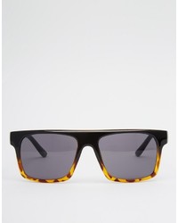 Asos Brand Flatbrow Sunglasses In Black To Tort Fade