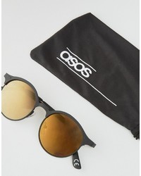 Asos Brand Metal Sunglasses In Rubberised