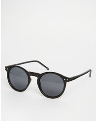 Asos Brand Round Sunglasses In Matte Black