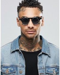 Asos Brand Round Sunglasses With Metal Clips