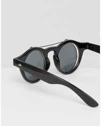 Asos Brand Round Sunglasses With Metal Clips