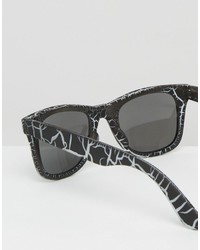 Asos Brand Square Sunglasses In Black Cracked Print
