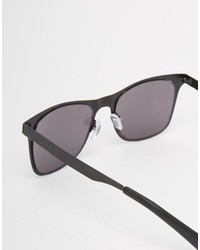 Asos Brand Square Sunglasses In Black Sheet Metal