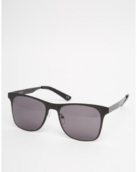 Asos Brand Square Sunglasses In Black Sheet Metal