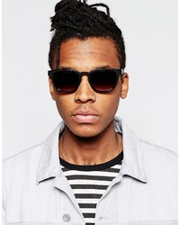 Asos Brand Square Sunglasses In Black Sheet Metal With Perforations