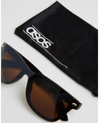 Asos Brand Visor Sunglasses In Black