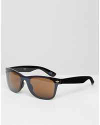 Asos Brand Visor Sunglasses In Black