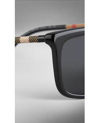 Burberry Check Arm Square Frame Sunglasses
