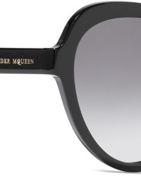 Alexander McQueen Butterfly Frame Acetate Polarized Sunglasses Black