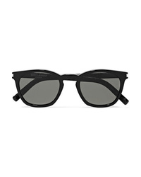 Saint Laurent Cat Eye Acetate And Croc Effect Leather Sunglasses