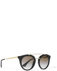 Prada Cat Eye Acetate And Gold Tone Sunglasses Black