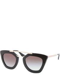 Prada Cat Eye Double Bridge Sunglasses Black