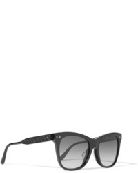Bottega Veneta Cat Eye Leather Trimmed Acetate Sunglasses Black