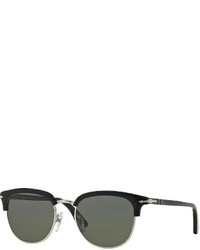 Persol Cellor Half Rim Polarized Acetate Sunglasses Black