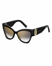 Marc Jacobs Chunky Mirrored Cat Eye Sunglasses Black