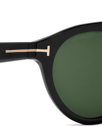 Tom Ford Clint Round Frame Acetate And Rose Gold Tone Sunglasses