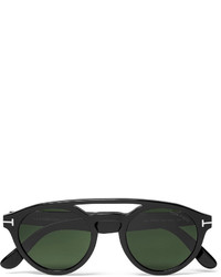Tom Ford Clint Round Frame Acetate And Rose Gold Tone Sunglasses