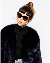 Asos Collection Cat Eye Sunglasses In Fine Frame And Metal Arms