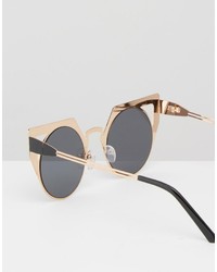 Asos Collection Cat Eye Sunglasses In Metal Cut Away Frame