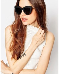 Asos Collection Chunky Cat Eye Sunglasses With Metal Arms In Rubber