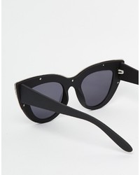 Asos Collection Flat Top Cat Eye Sunglasses With Metal Sandwich And Flat Lens