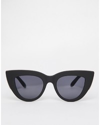 Asos Collection Flat Top Cat Eye Sunglasses With Metal Sandwich And Flat Lens