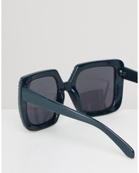 Asos Collection Full Metal Glitter Oversized Square Sunglasses