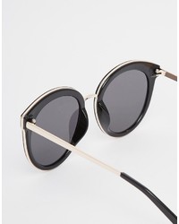 Asos Collection Oversized Round Preppy Sunglasses With Metal Sandwich