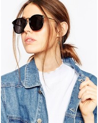Asos Collection Oversized Round Sunglasses With Fine Metal Nose Bridge