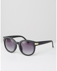 Asos Collection Retro Round Sunglasses With Metal Corner Detail