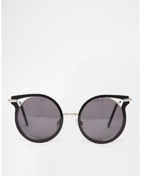 Asos Collection Round Metal Sunglasses With Corner Detail