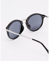 Asos Collection Round Sunglasses With Metal Nose Bridge And Arms