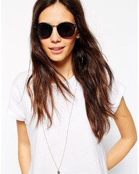 Asos Collection Round Sunglasses With Metal Nose Bridge And Arms